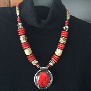 Southwestern style red chic necklace